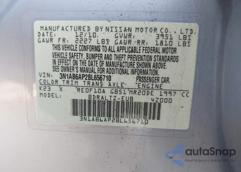 2011 Nissan Sentra 2.0S from USA, damaged, VIN 3N1AB6AP2BL656710